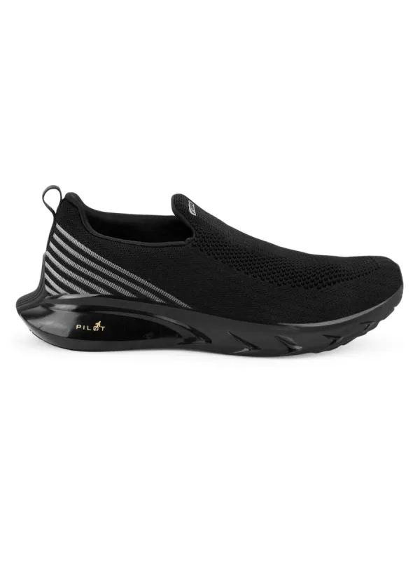 PILOT PRO Black Men's Walking Shoes sold by Campus Shoes
