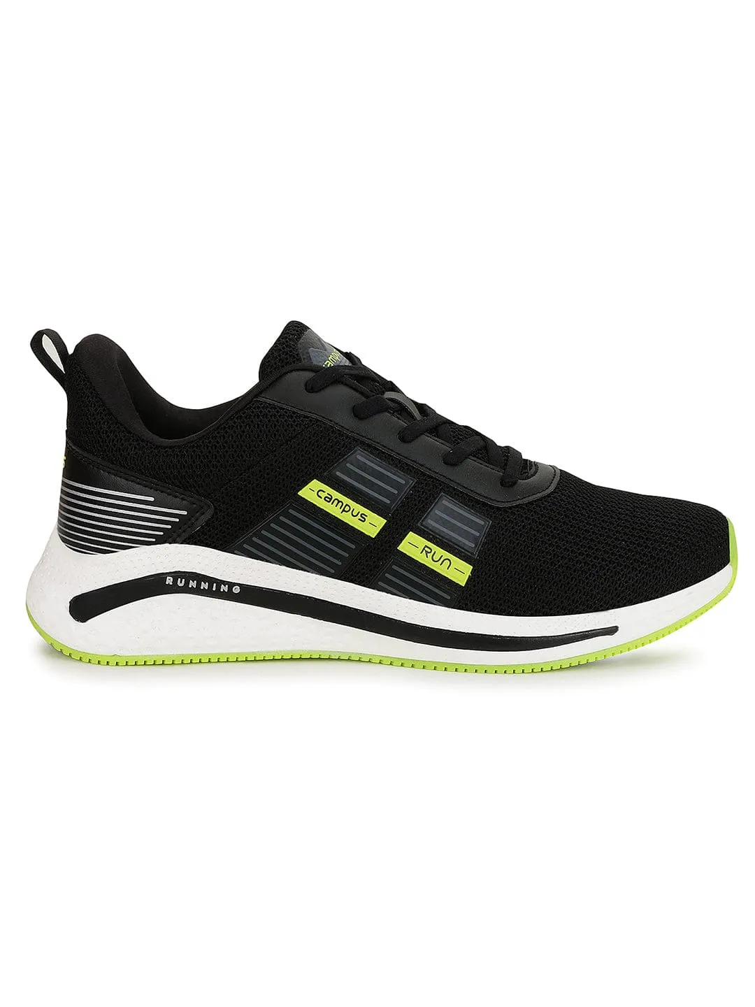 PLATEUE Black Men's Running Shoes sold by Campus Shoes