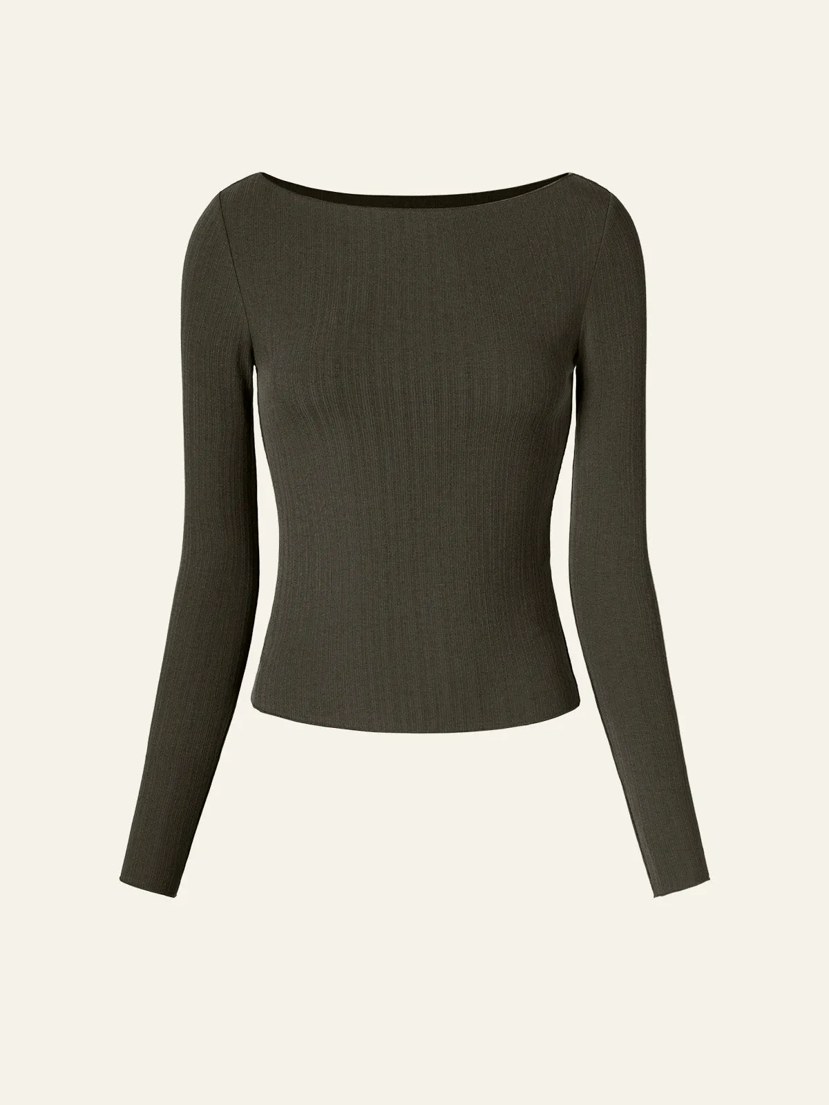 Textured Knit Brushed Boatneck Longsleeve sold by ogl move product image thumbnail 2