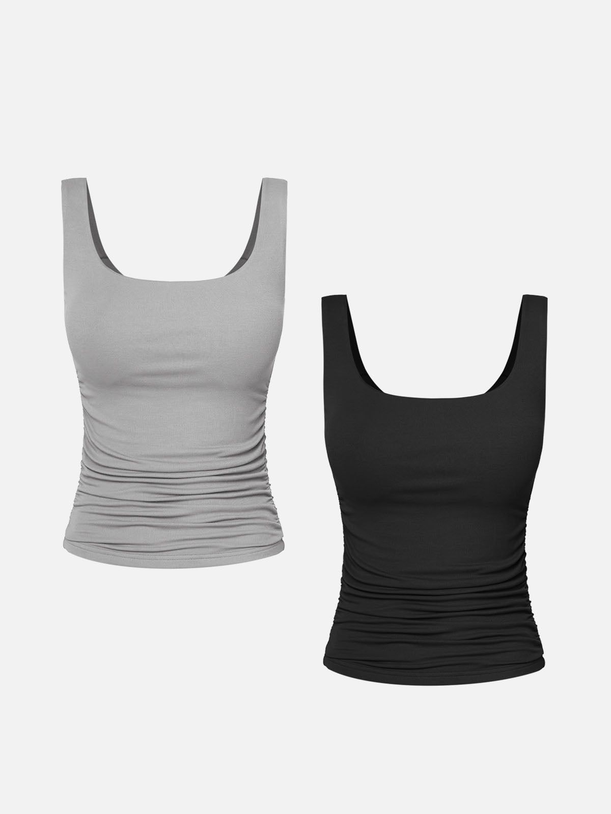 Eco-SkinKiss® Ruched Sides Square Brami Tank Top-2 Pcs Set sold by ogl move product image thumbnail 6