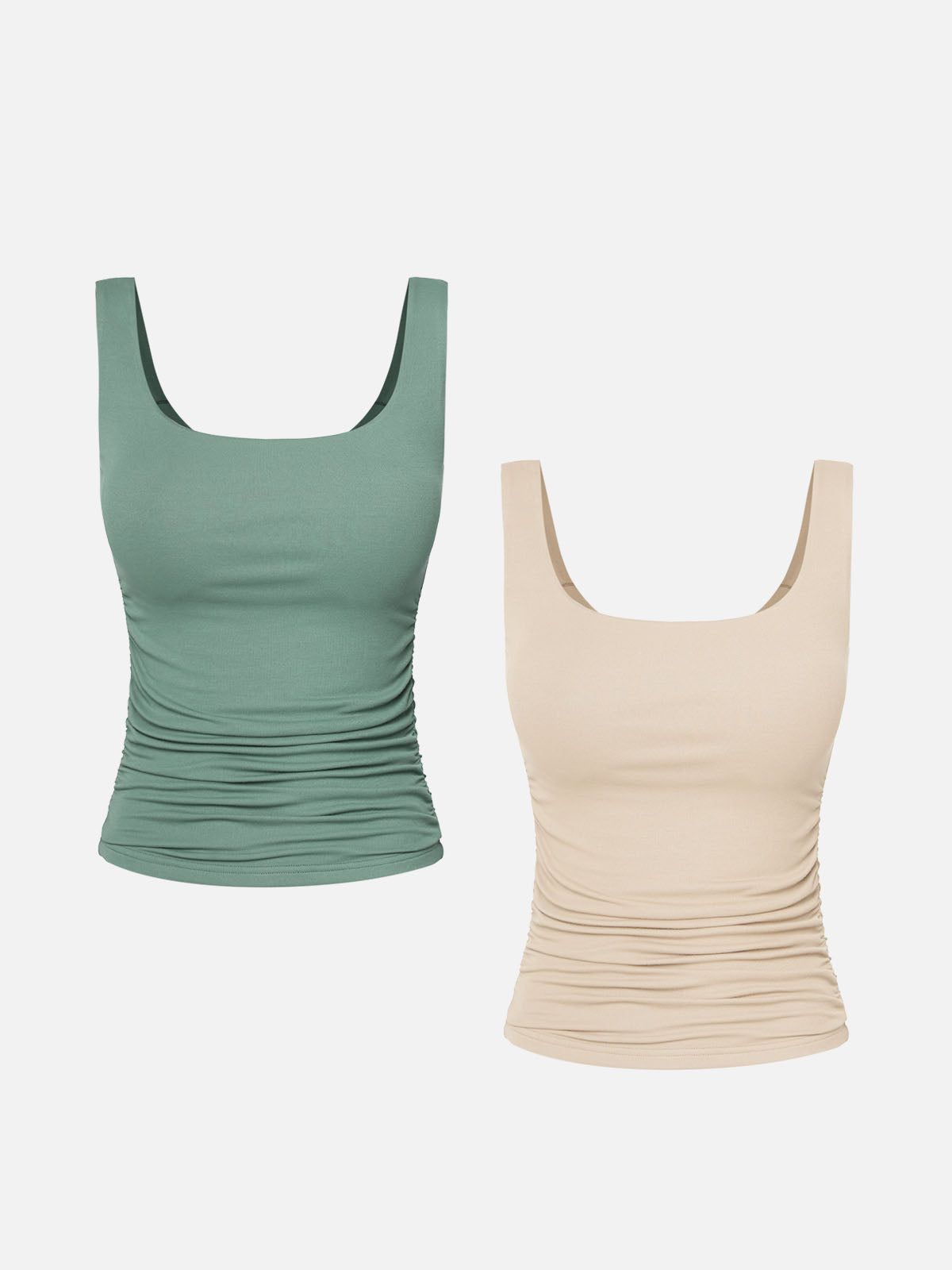 Eco-SkinKiss® Ruched Sides Square Brami Tank Top-2 Pcs Set sold by ogl move product image thumbnail 3