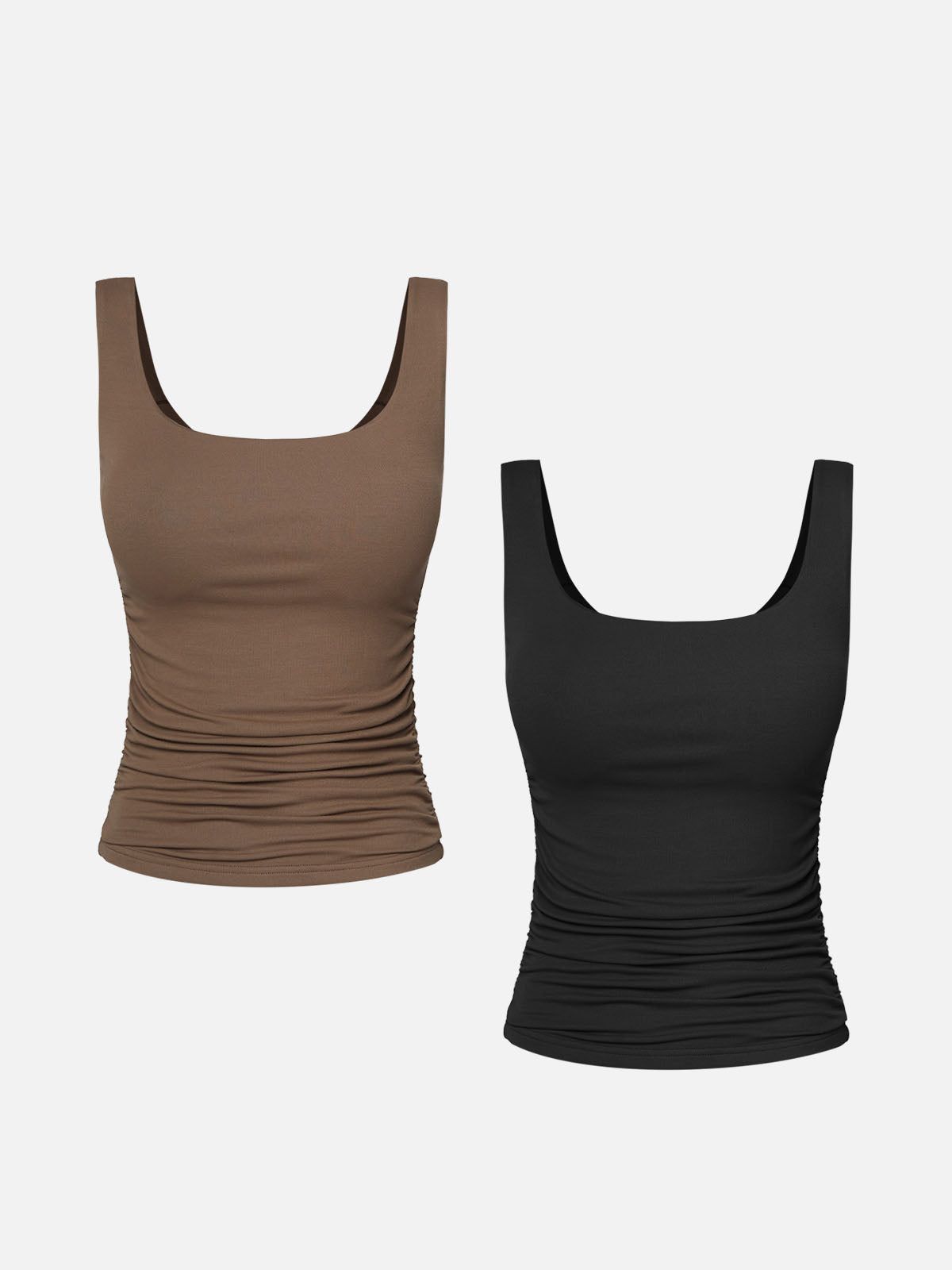 Eco-SkinKiss® Ruched Sides Square Brami Tank Top-2 Pcs Set sold by ogl move