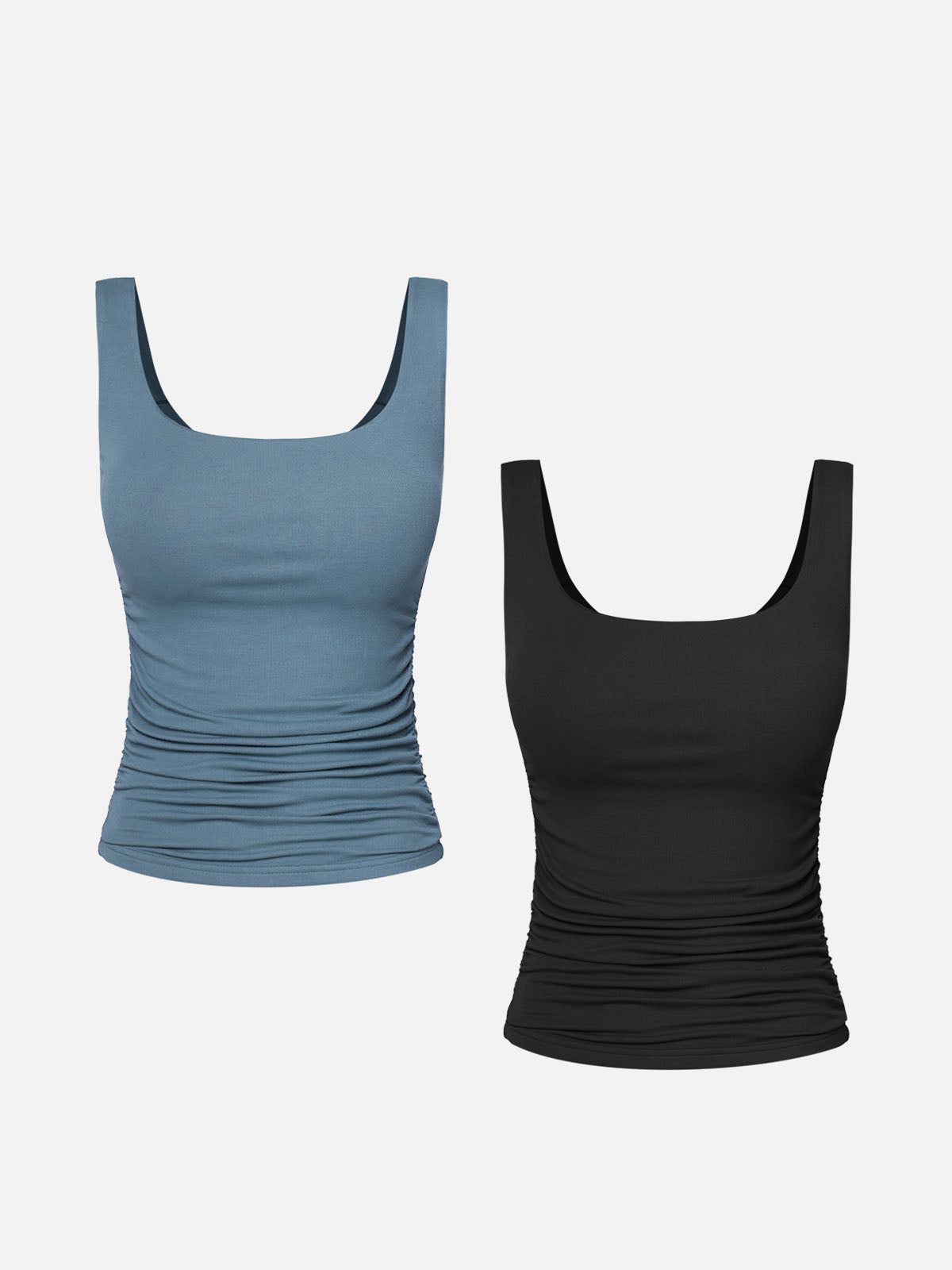 Eco-SkinKiss® Ruched Sides Square Brami Tank Top-2 Pcs Set sold by ogl move product image thumbnail 7