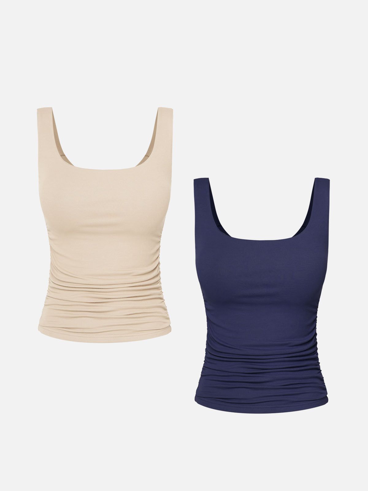 Eco-SkinKiss® Ruched Sides Square Brami Tank Top-2 Pcs Set sold by ogl move product image thumbnail 4