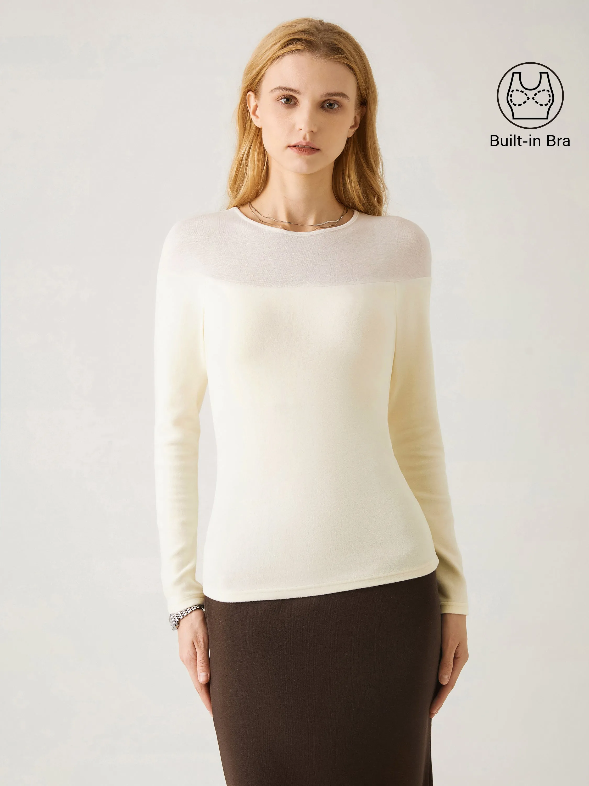 Tencel Wool Sheer Shoulder Brami Top sold by ogl move