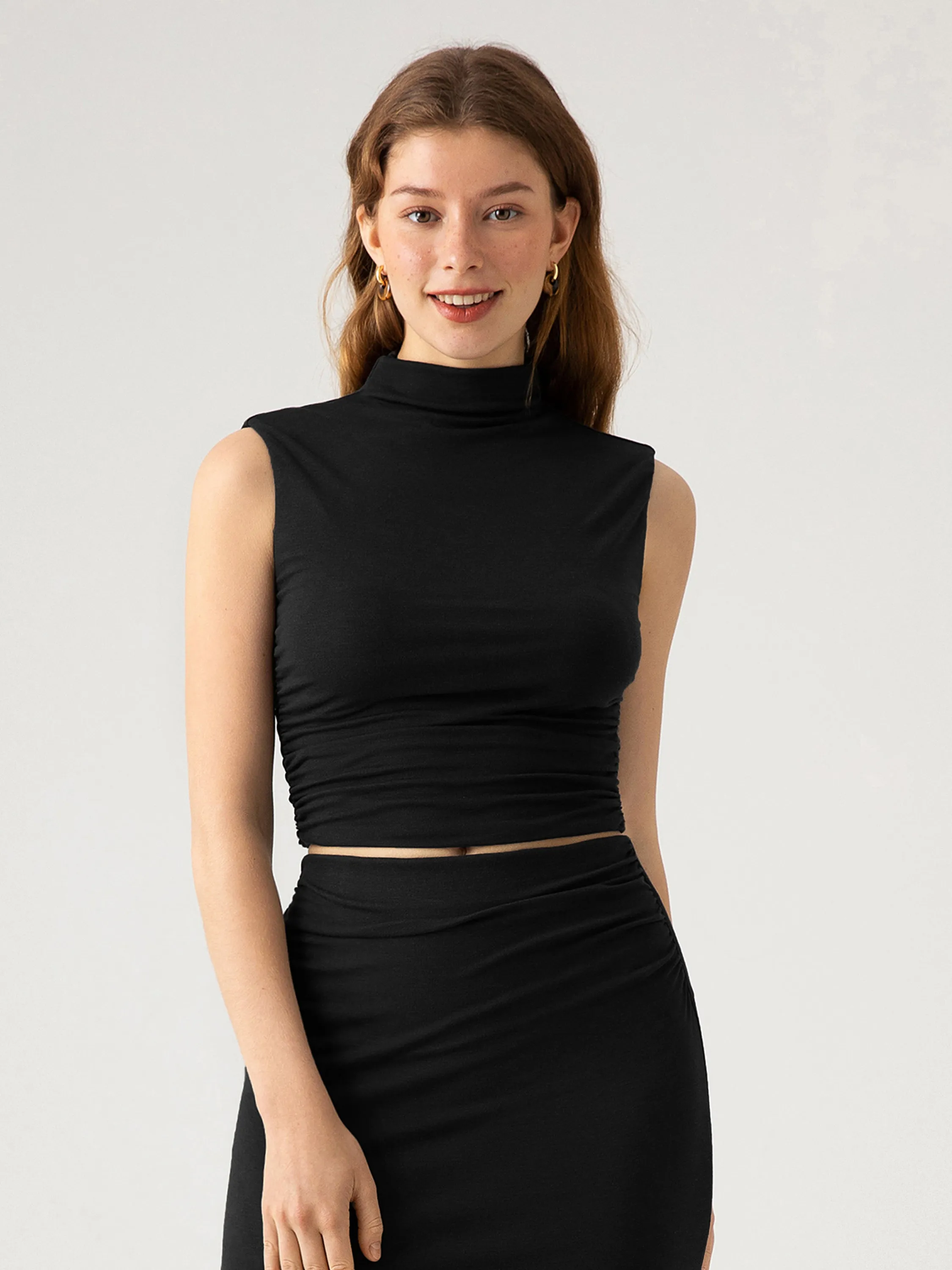 Workleisure Mock Neck Ruched Sides Tank Top sold by ogl move