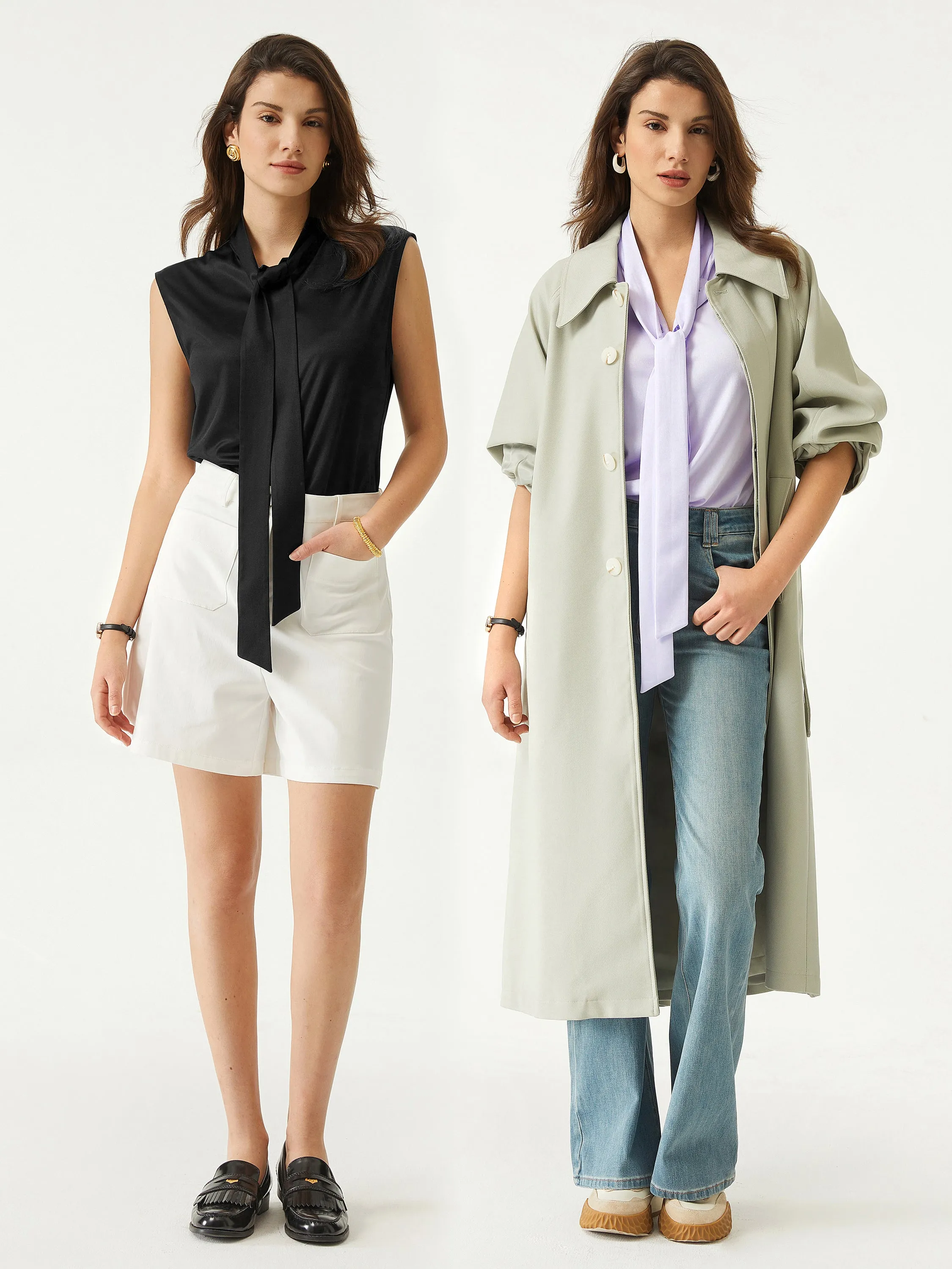 Tie-Neck Sleeveless Button Down Blouse sold by ogl move product image thumbnail 2