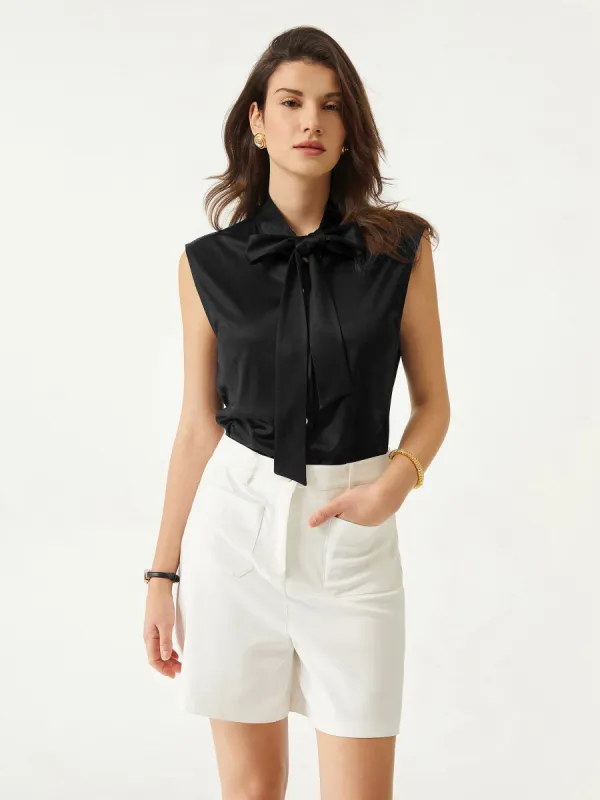 Tie-Neck Sleeveless Button Down Blouse sold by ogl move