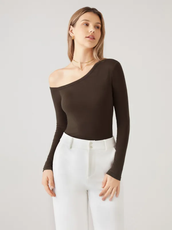 Tencel One-Shoulder Long Sleeve Brami Top sold by ogl move