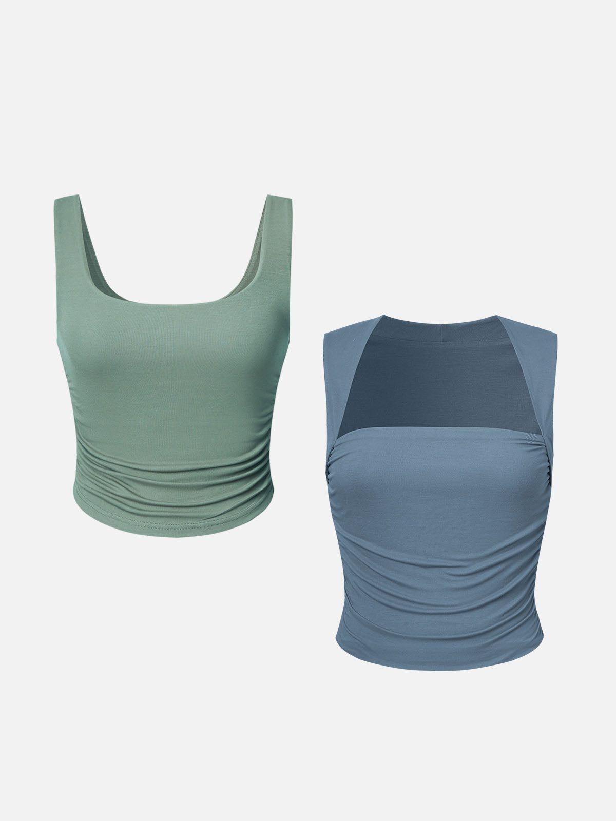 Eco-SkinKiss® Ruched Sides Tank Top & Mock Neck Top-2Pcs Set sold by ogl move product image thumbnail 2