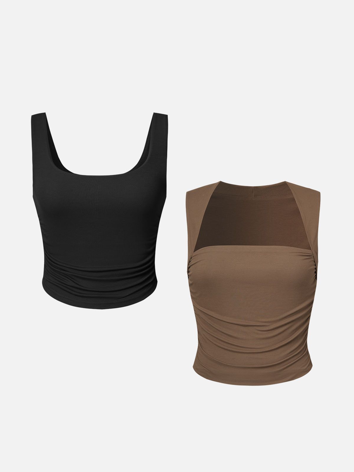 Eco-SkinKiss® Ruched Sides Tank Top & Mock Neck Top-2Pcs Set sold by ogl move product image thumbnail 3