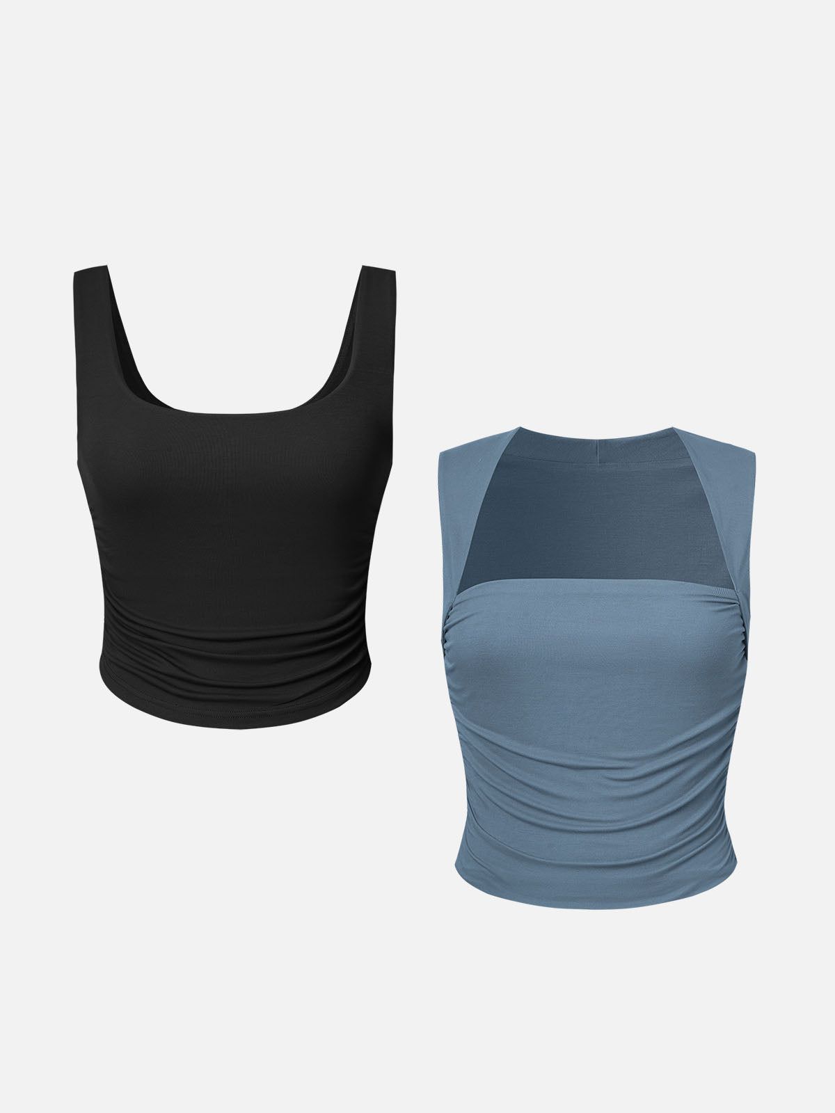 Eco-SkinKiss® Ruched Sides Tank Top & Mock Neck Top-2Pcs Set sold by ogl move product image thumbnail 4