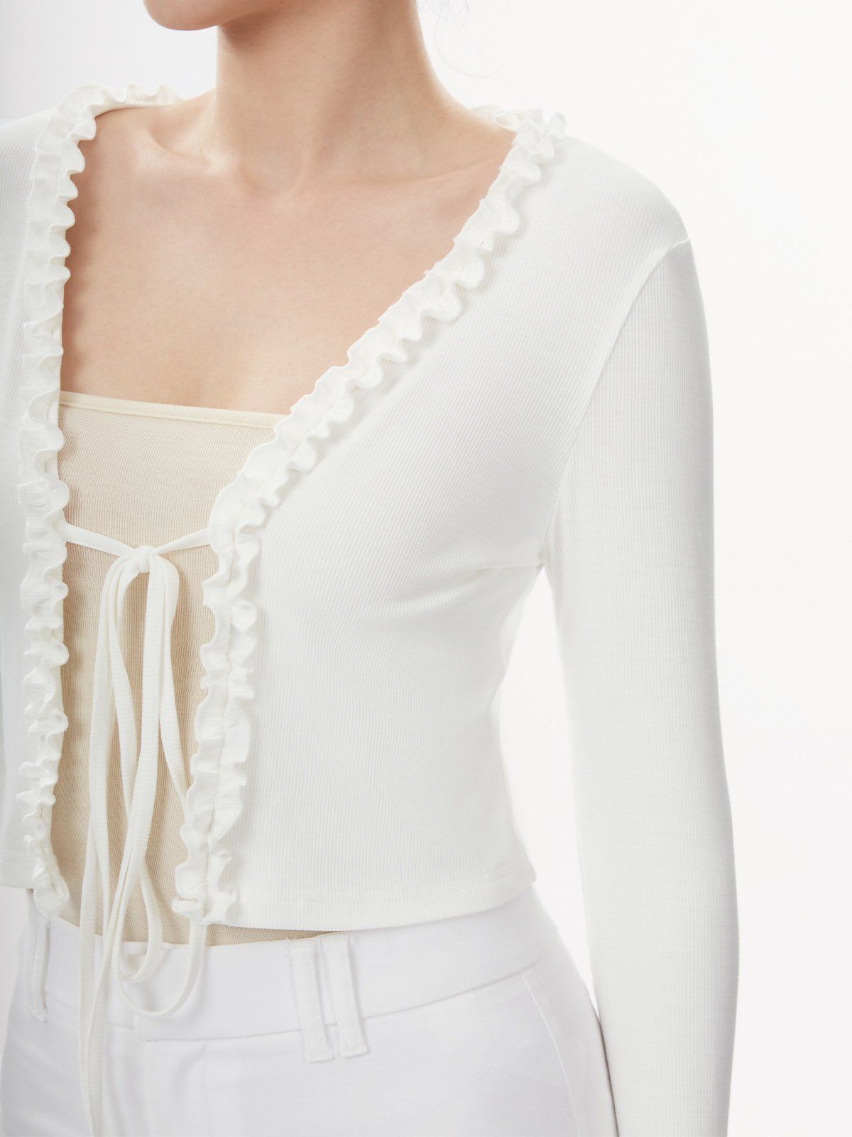 Eco-SKinKiss® Lettuce-Edge Wrap Top sold by ogl move product image thumbnail 3