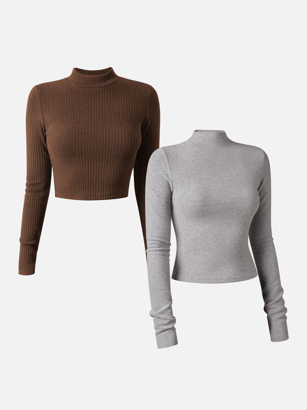 Mock Neck Crop Top& Mock Neck Crop Top-2Pcs Set sold by ogl move product image thumbnail 3