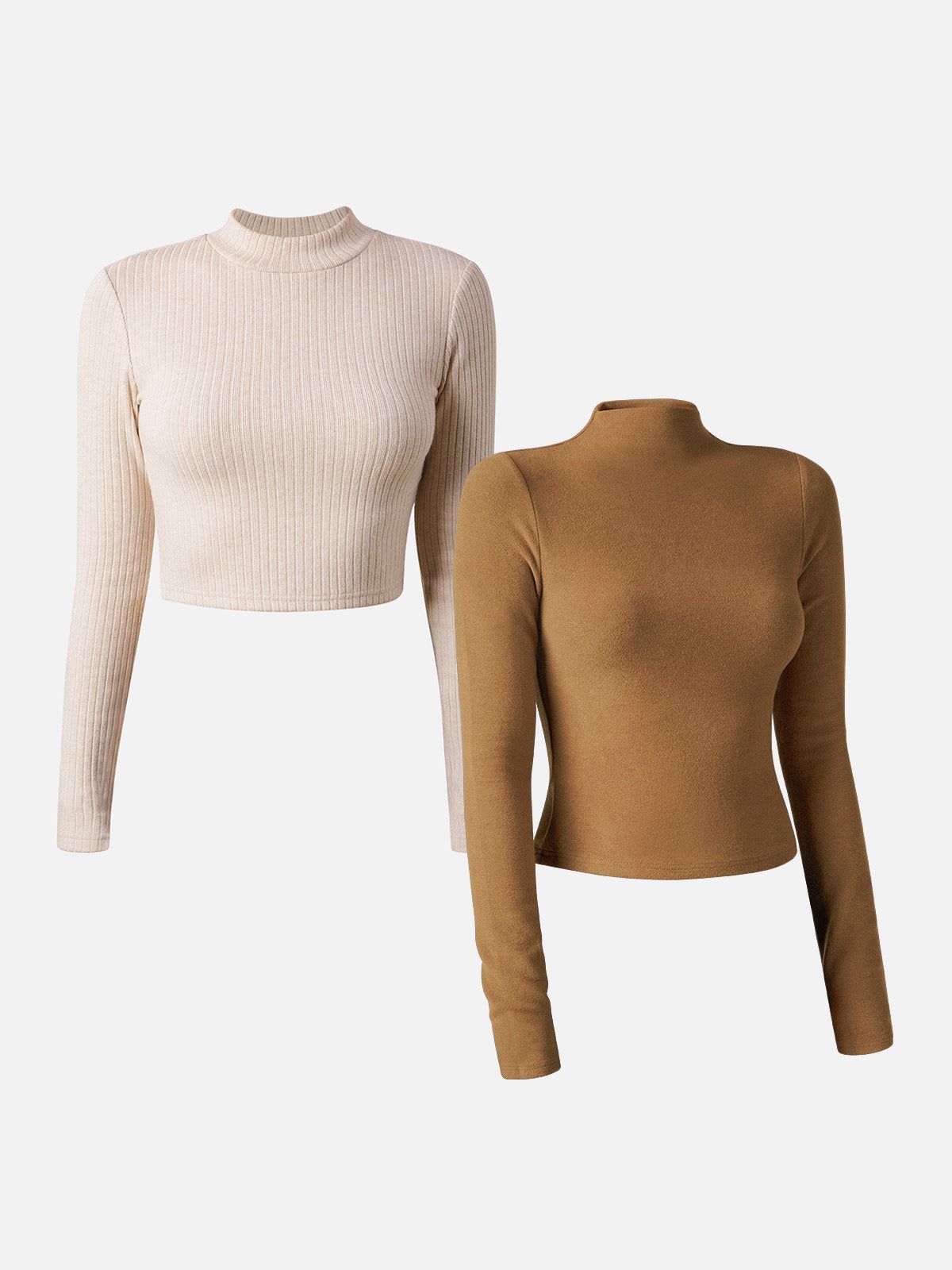 Mock Neck Crop Top& Mock Neck Crop Top-2Pcs Set sold by ogl move product image thumbnail 5