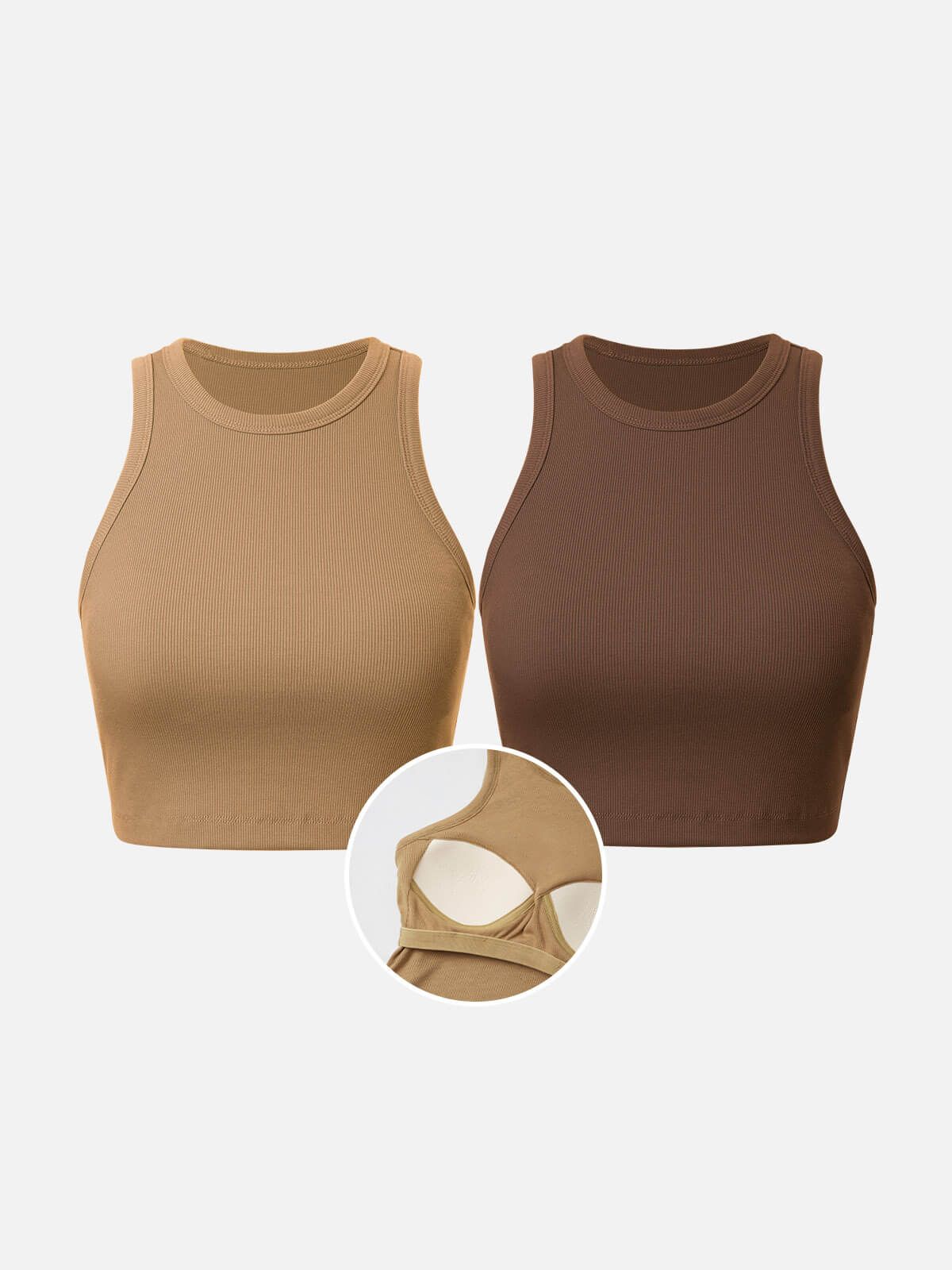Plantive™ Ribbed Cropped Sleeveless Bra Top-2Pcs Set sold by ogl move product image thumbnail 3