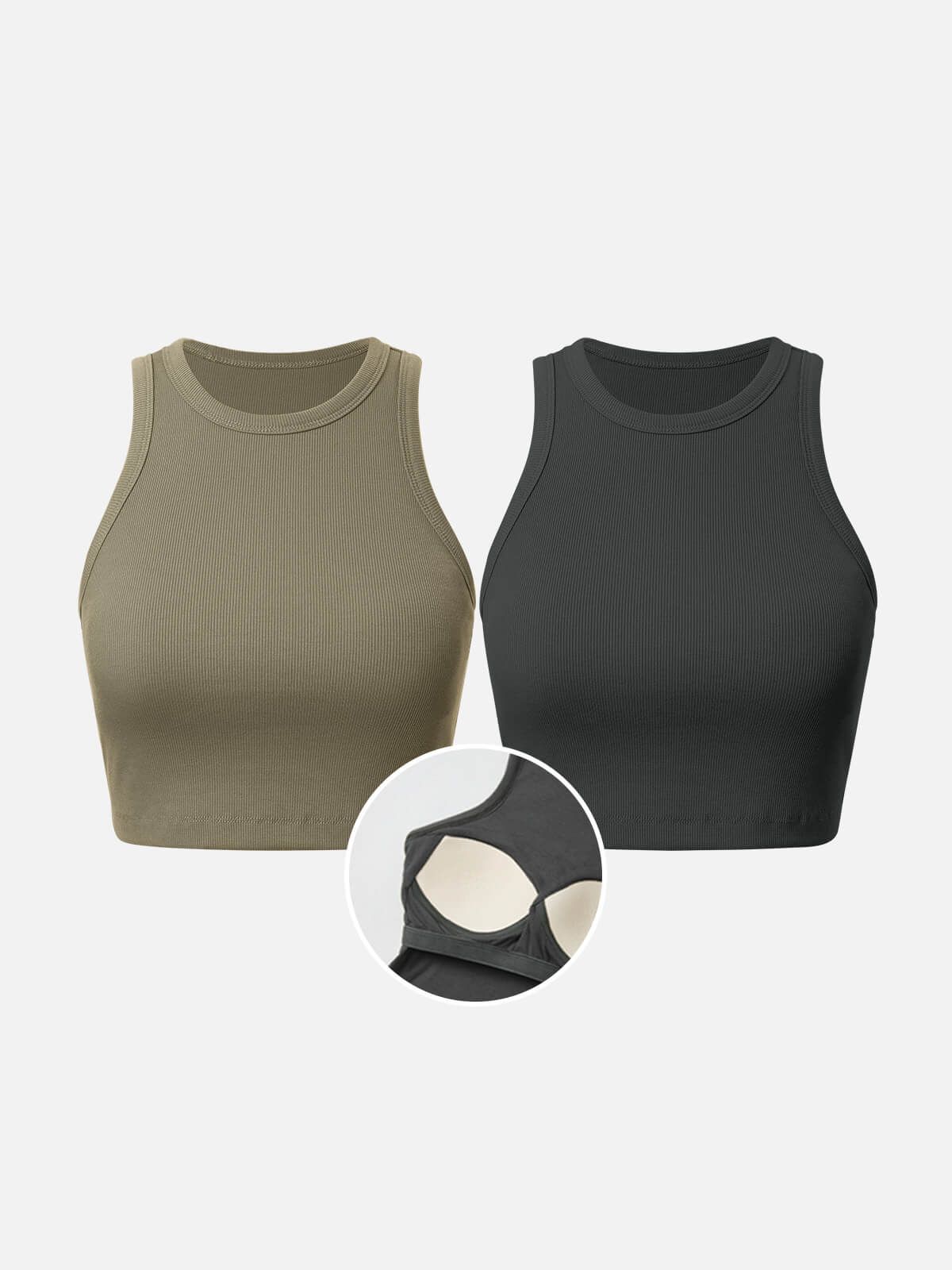 Plantive™ Ribbed Cropped Sleeveless Bra Top-2Pcs Set sold by ogl move product image thumbnail 2
