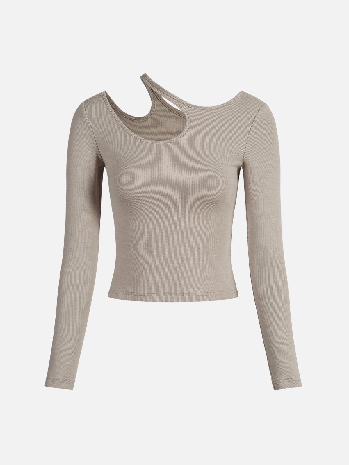 Plantive™ Asymmetrical Cutout Shoulder Top sold by ogl move