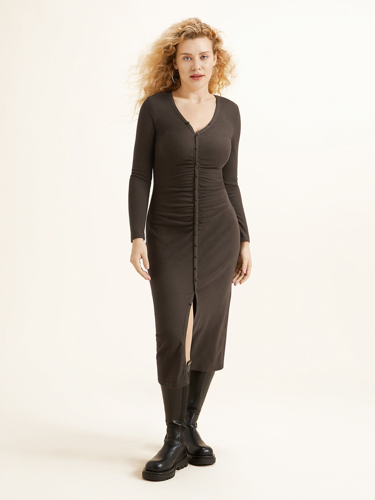Double Brushed Rib Daily Midi Dress sold by ogl move product image thumbnail 3