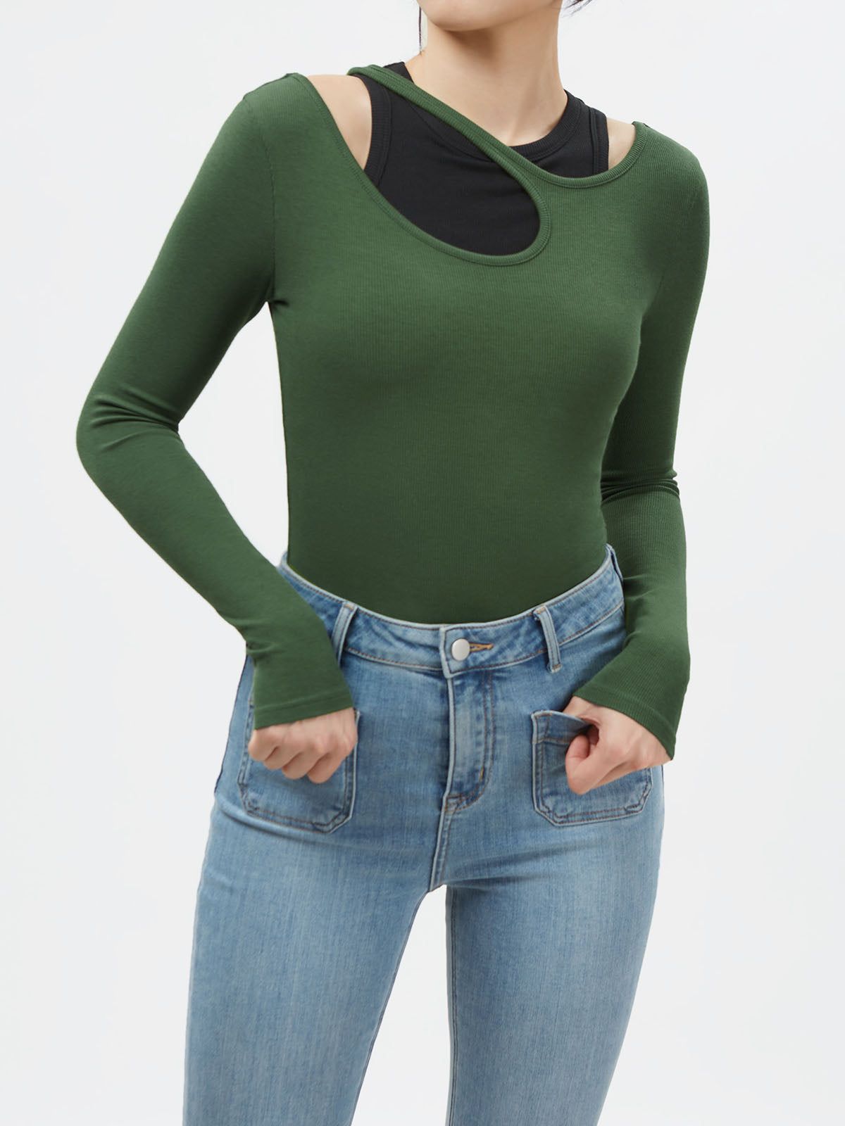 Plantive™ Asymmetrical Cutout Shoulder Top sold by ogl move product image thumbnail 10