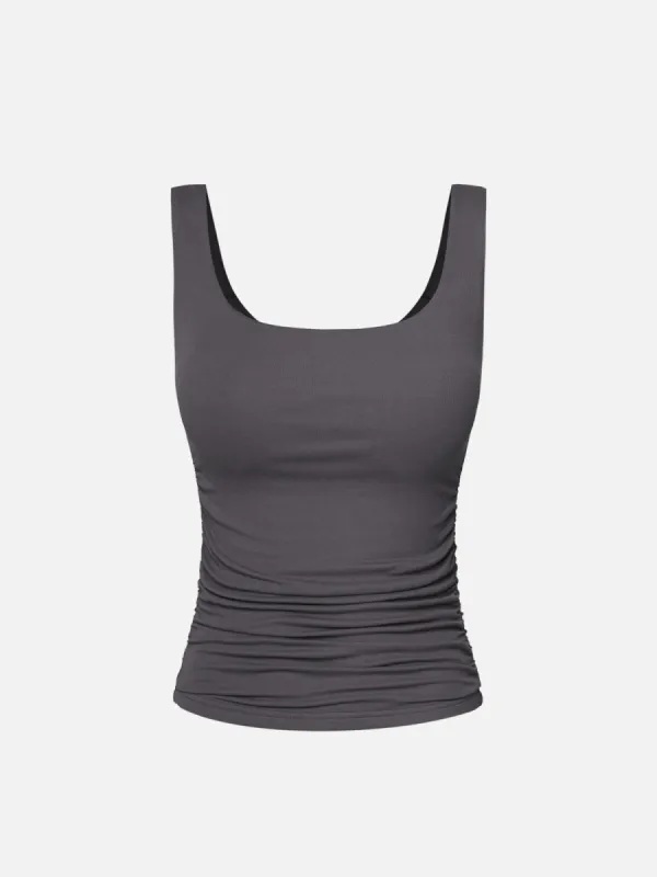 Eco-SkinKiss® Ruched Sides Square Brami Tank Top-Hip Length sold by ogl move