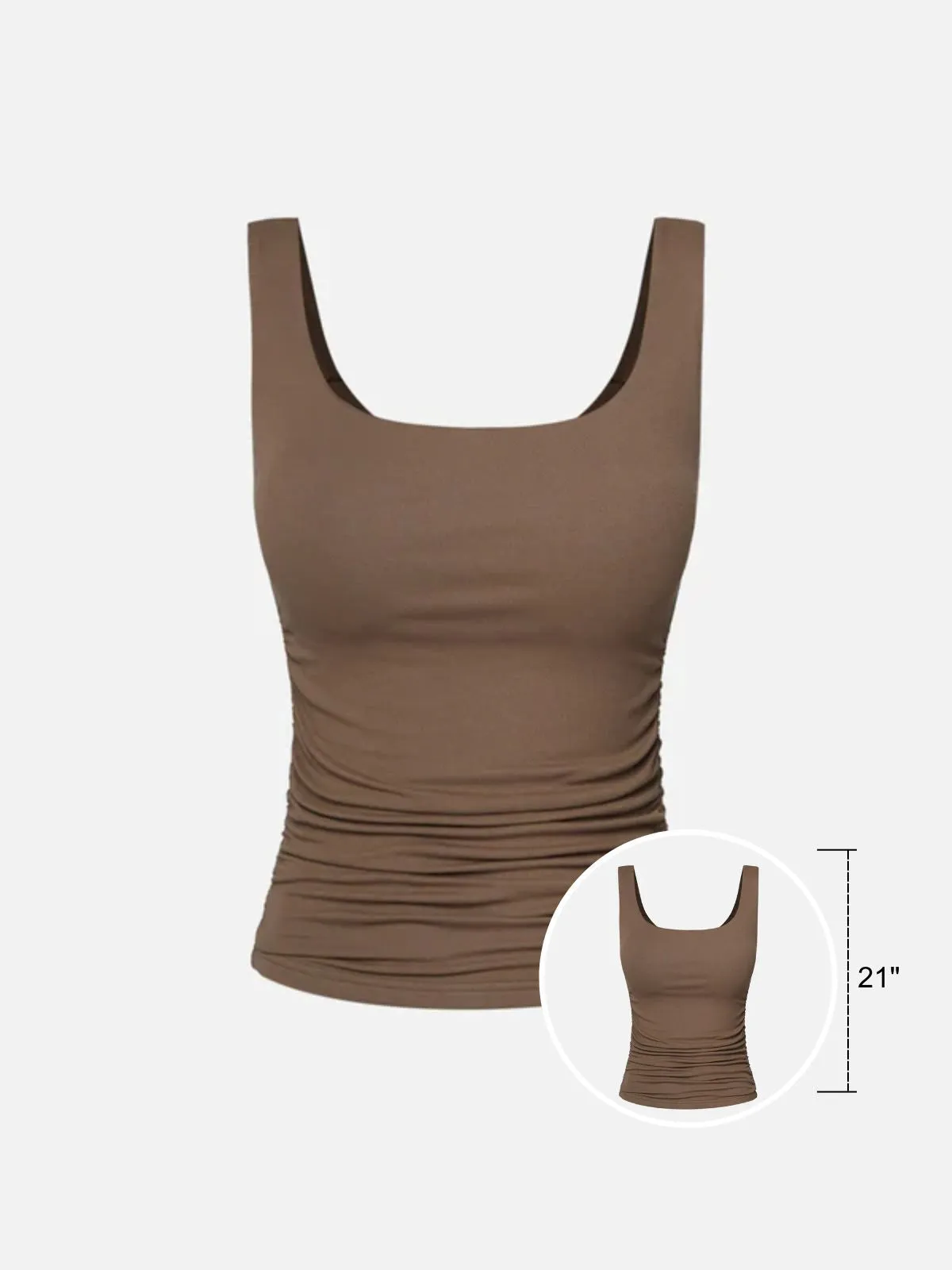 Eco-SkinKiss® Ruched Sides Square Brami Tank Top-Hip Length sold by ogl move product image thumbnail 3