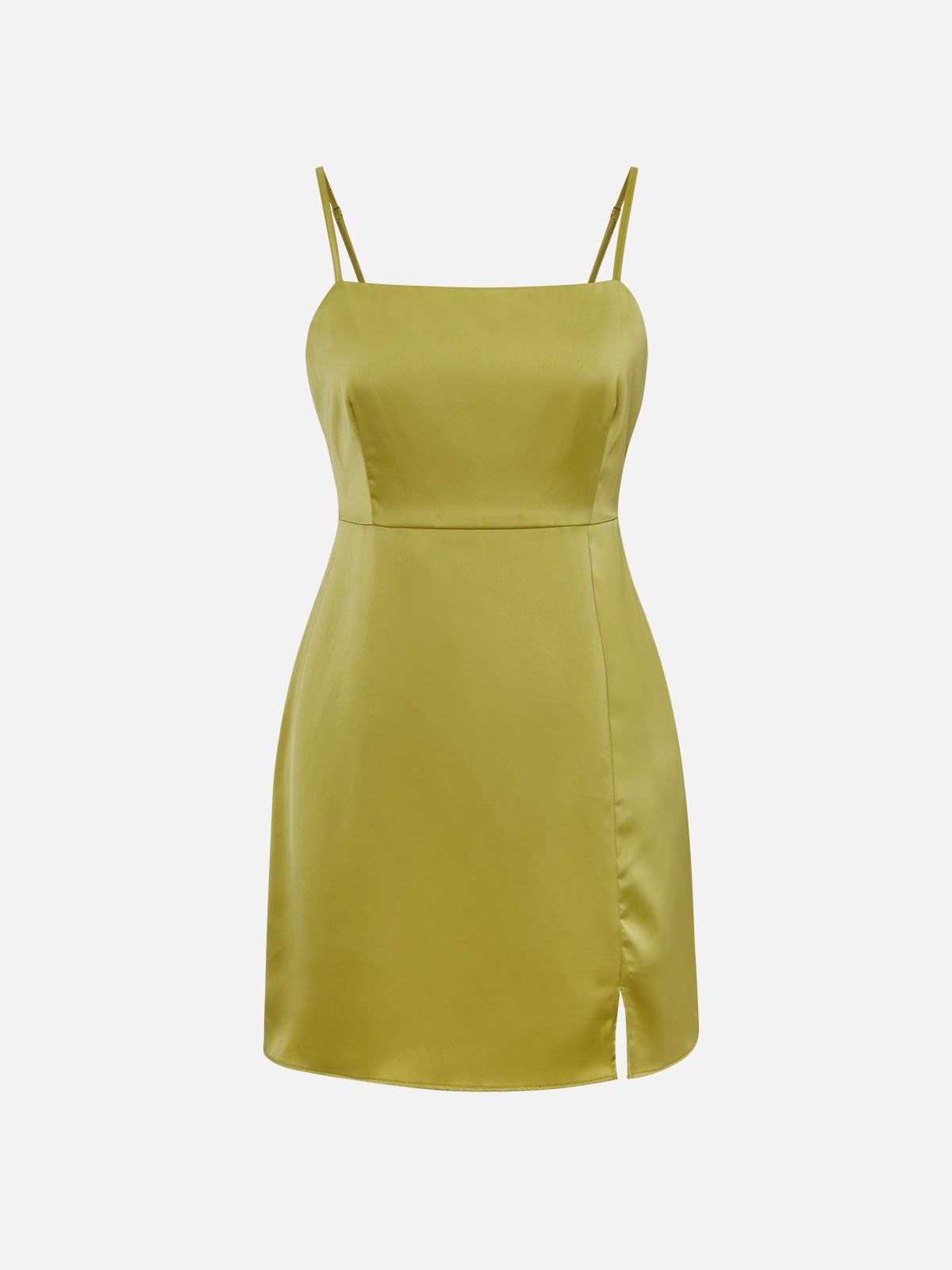 Silk-Like Straight Neckline Mini Dress sold by ogl move