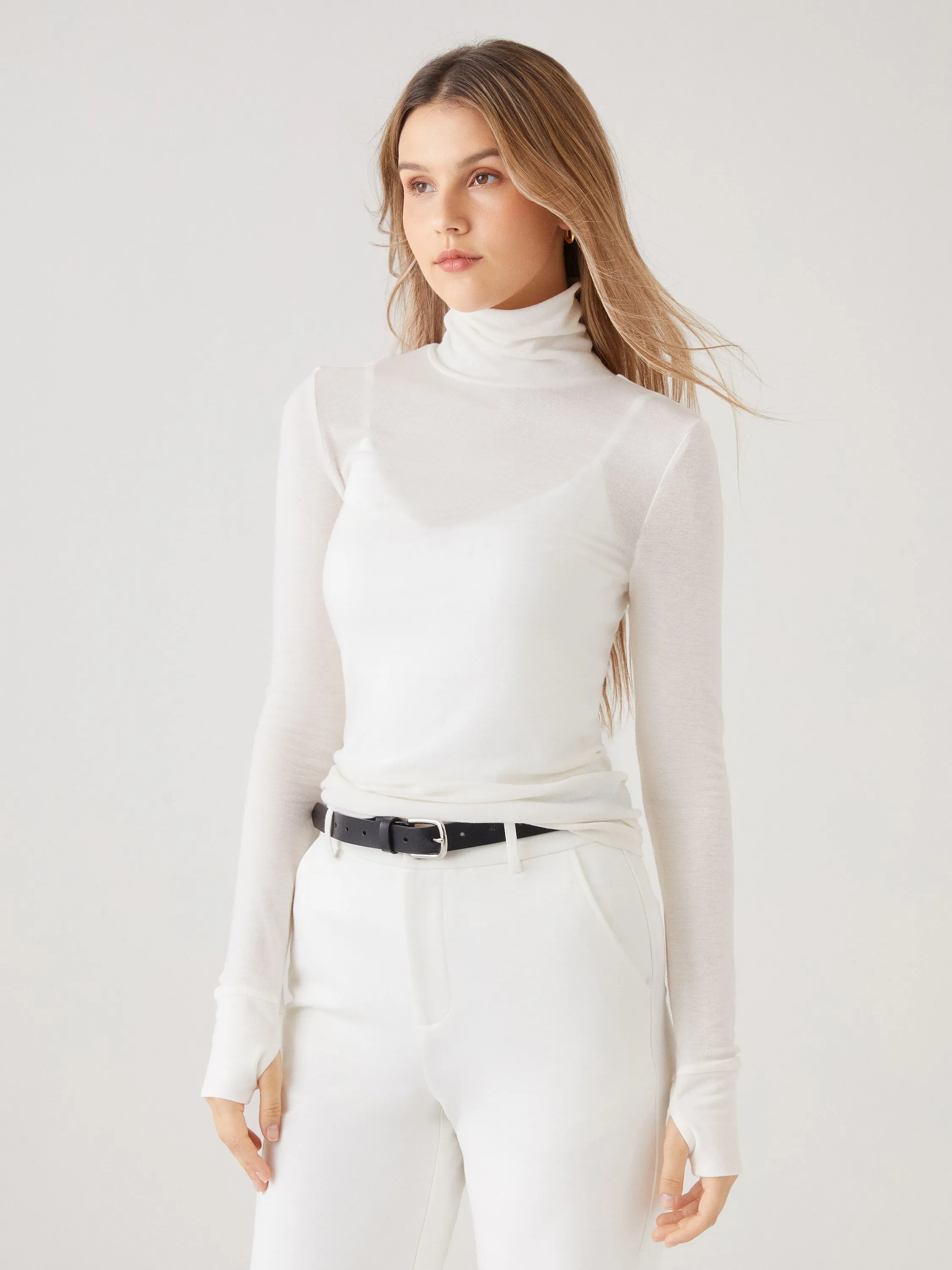 Wool Semi-Sheer Turtleneck Top sold by OGLmove product image thumbnail 4