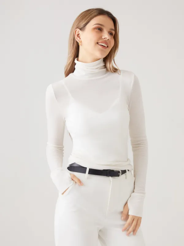 Wool Semi-Sheer Turtleneck Top sold by ogl move