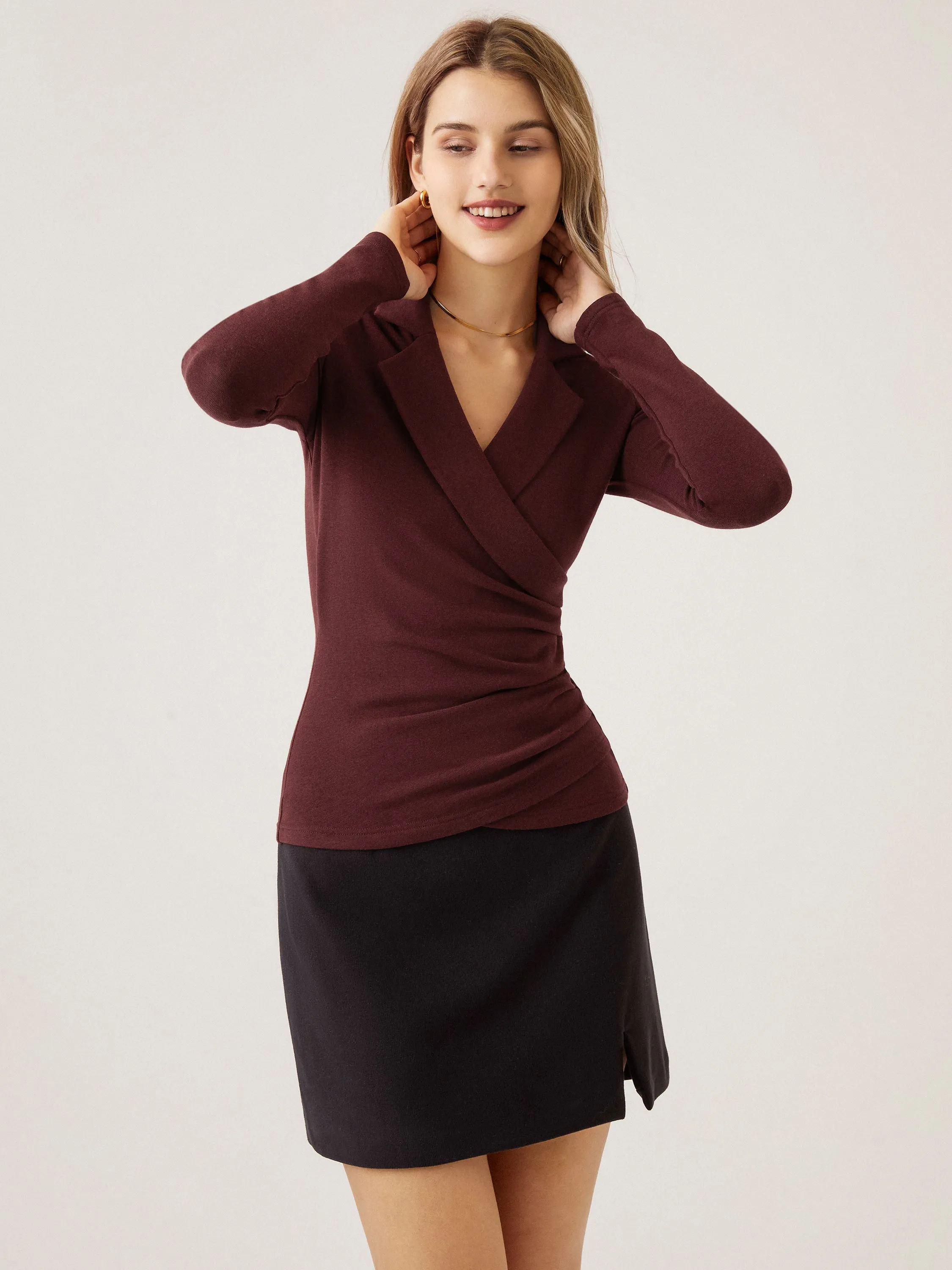 Collared Surplice Top sold by OGLmove product image thumbnail 4
