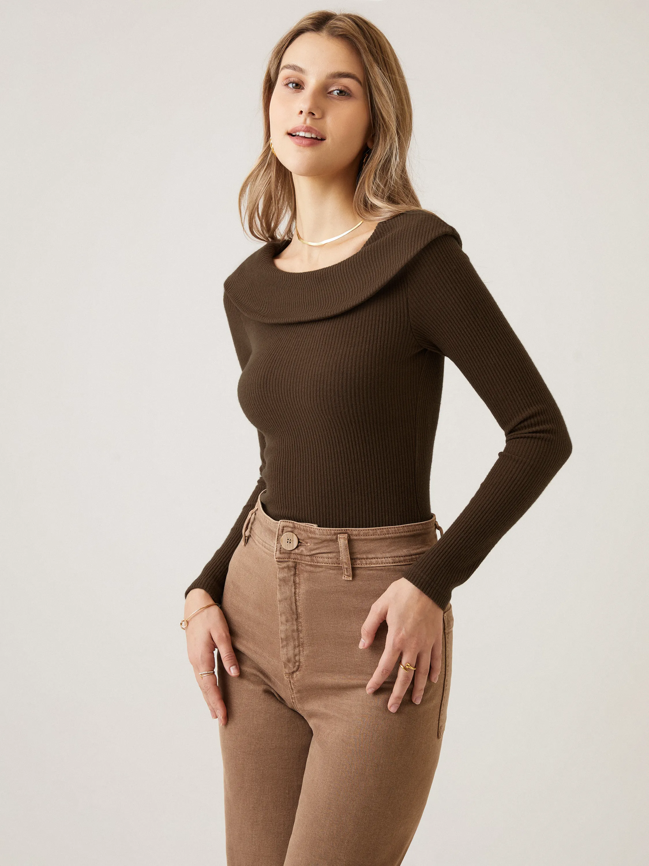 Fold-Down Flap Boatneck Brami Top sold by ogl move