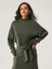 Cashsoft Mockneck Tie-Waist Top sold by ogl move
