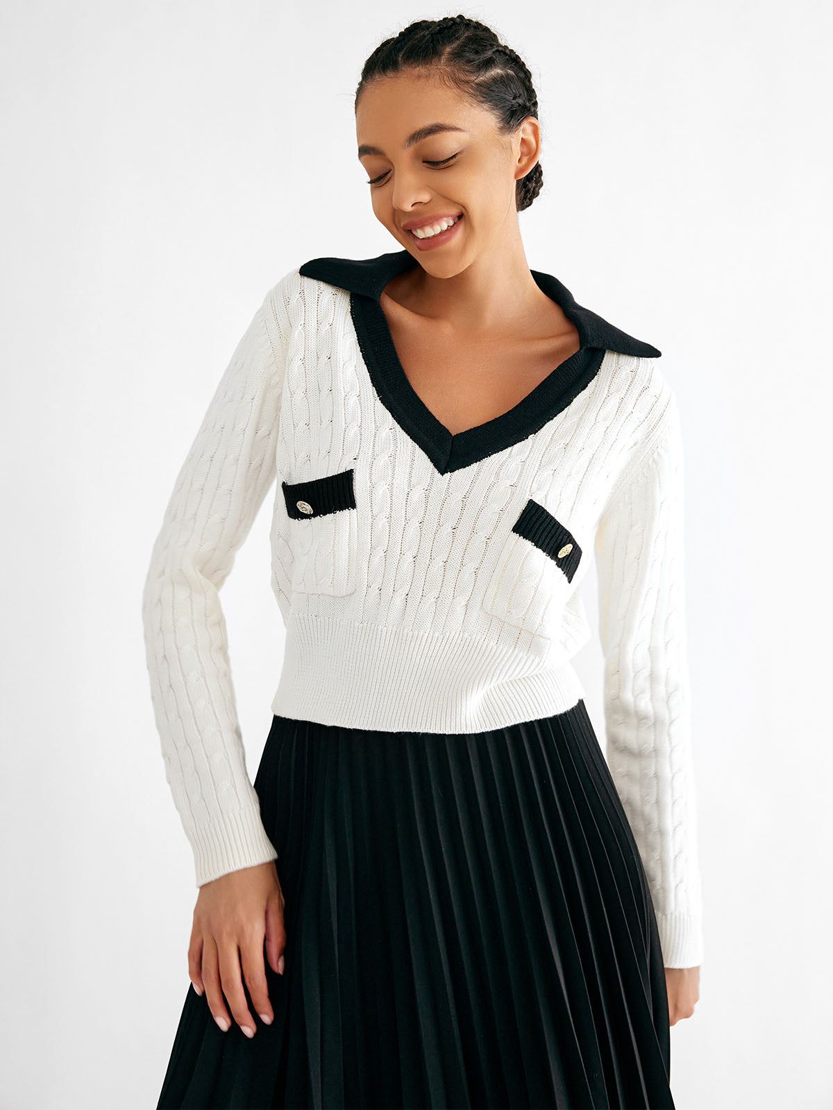 Cable Knit Polo Sweater Jumper sold by ogl move