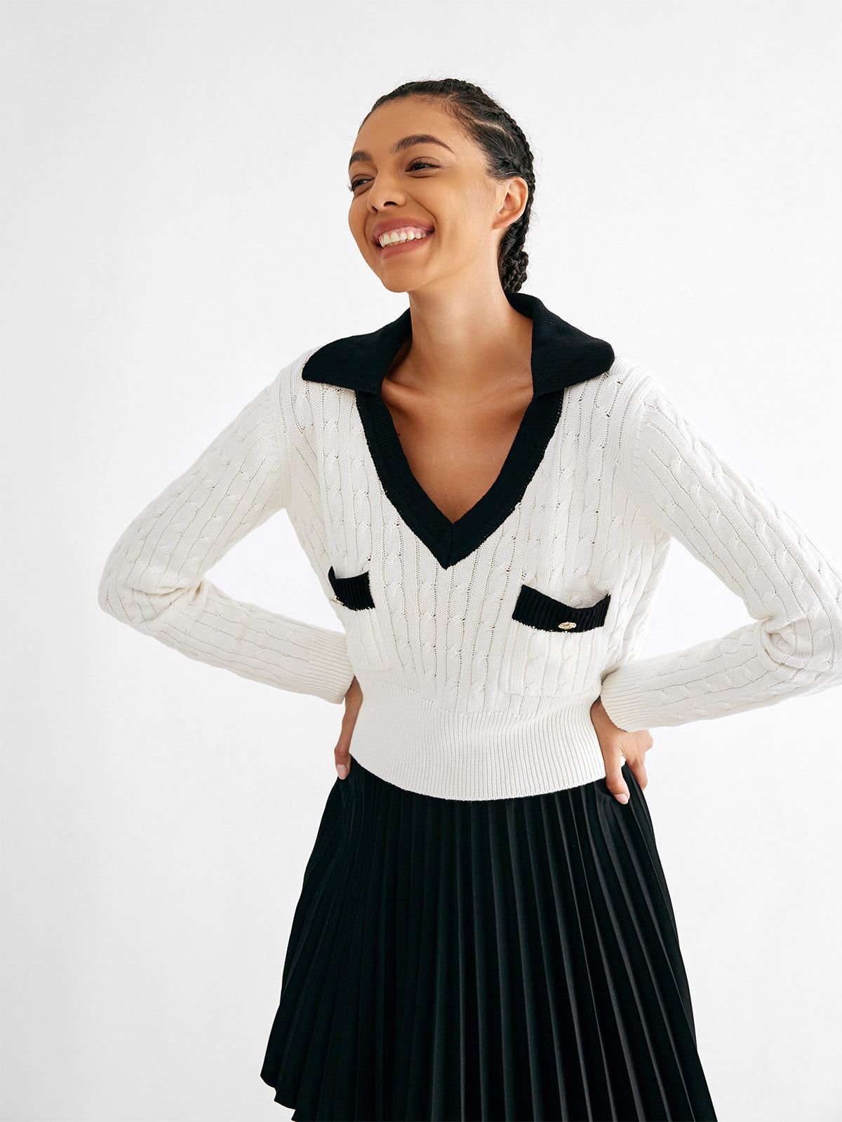 Cable Knit Polo Sweater Jumper sold by ogl move product image thumbnail 6