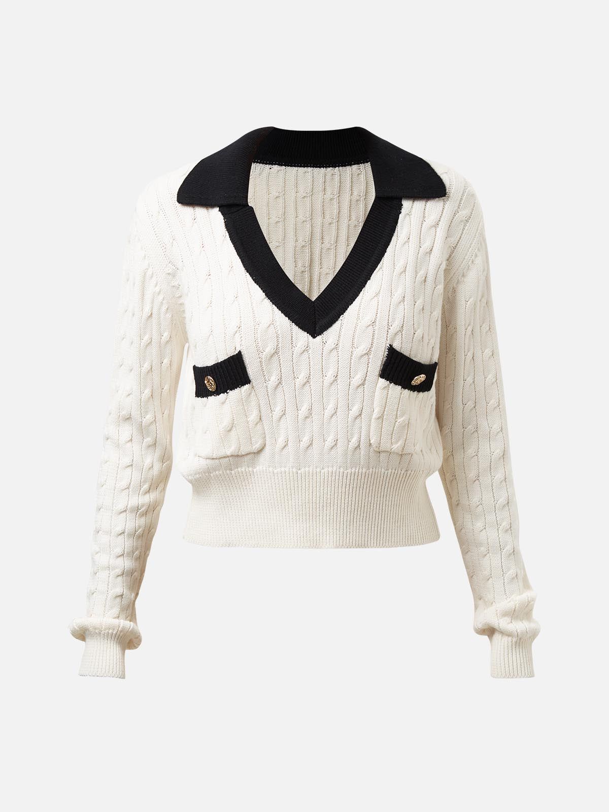 Cable Knit Polo Sweater Jumper sold by ogl move product image thumbnail 2