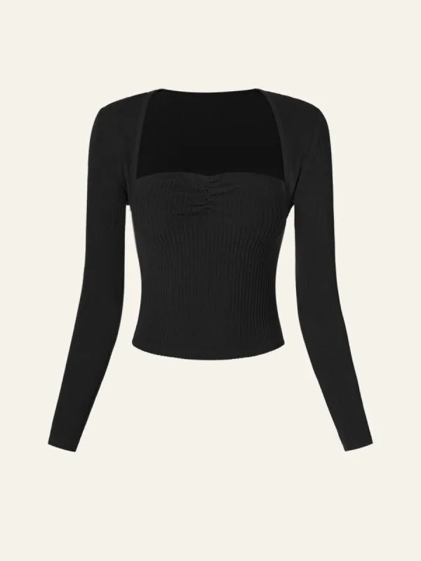 Velvety Touch Ribbed Shrug & Front Ruched Tube Top 2Pcs Set sold by ogl move