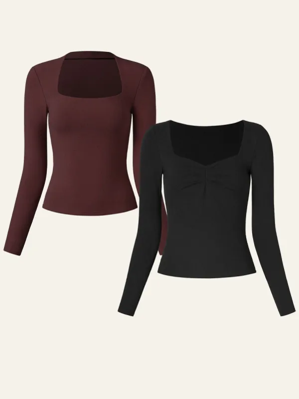 Eco-Mousse® Thermal Brushed Tapered Neck Top & Anti-Bacteria Sweetheart Brami Top 2Pcs Set sold by ogl move