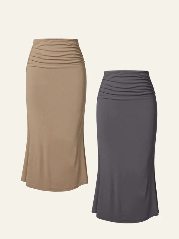 Eco-SkinKiss® Ruched Side Mermaid Maxi Skirt 2Pcs Set sold by ogl move