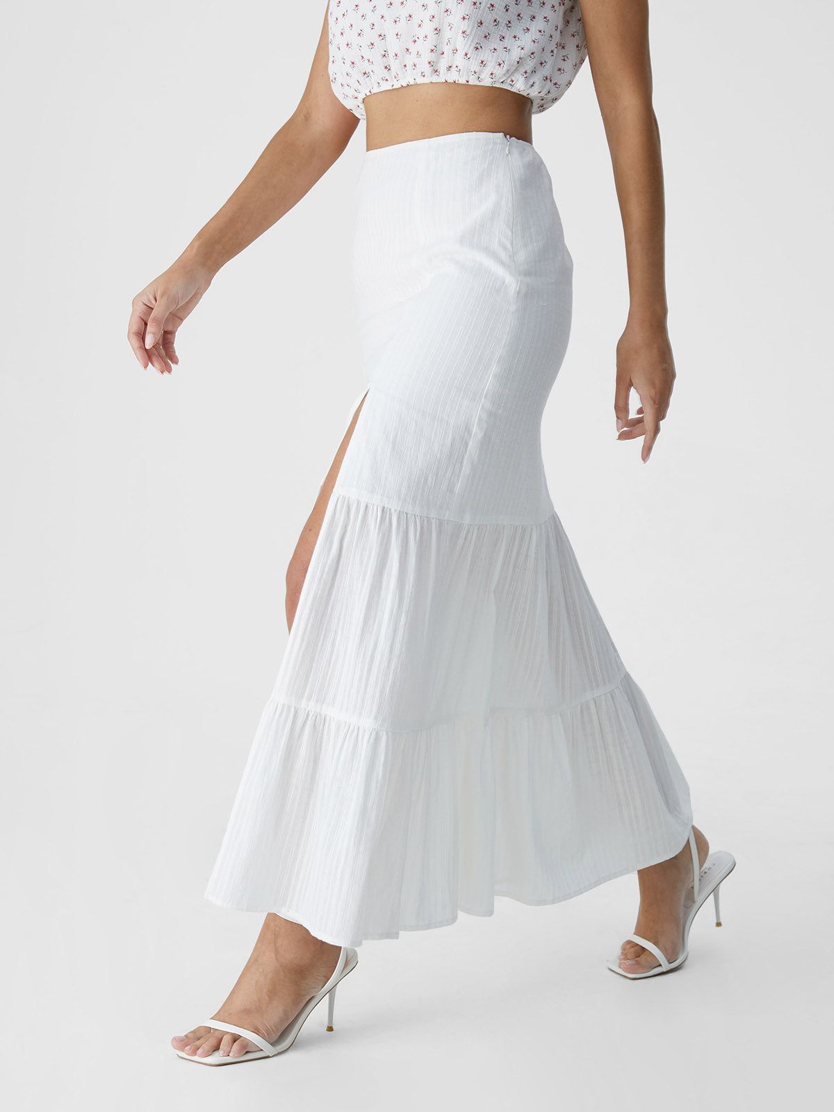 Beautiful Embroidered Tier Slit Midi Skirt sold by ogl move product image thumbnail 3