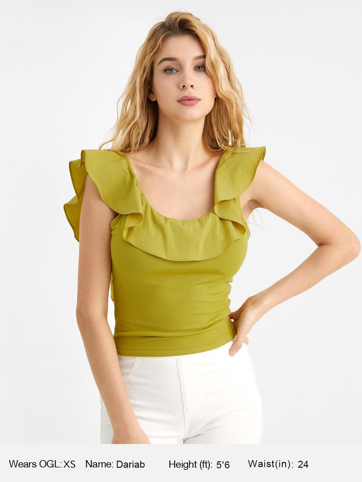 Plantive™ Ruffled Open Back Padded Tank Top sold by ogl move product image thumbnail 4