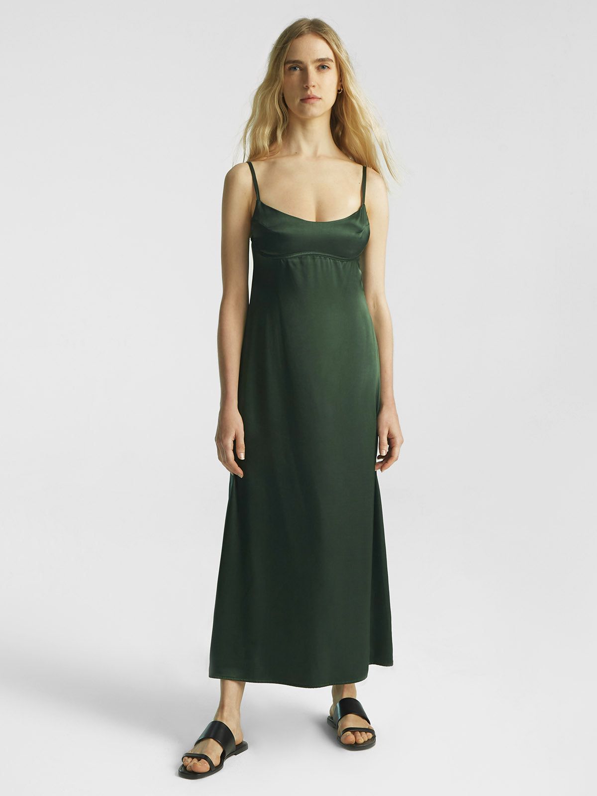 Silk-Like Satin Bustier Midi Dress sold by ogl move