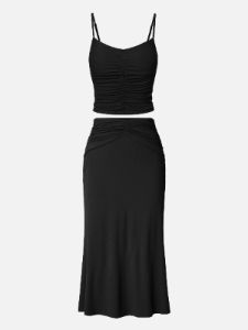 Eco-SkinKiss® Ruched Front Brami Tank Top & Versatile Midi Skirt-2 Pcs Set sold by ogl move