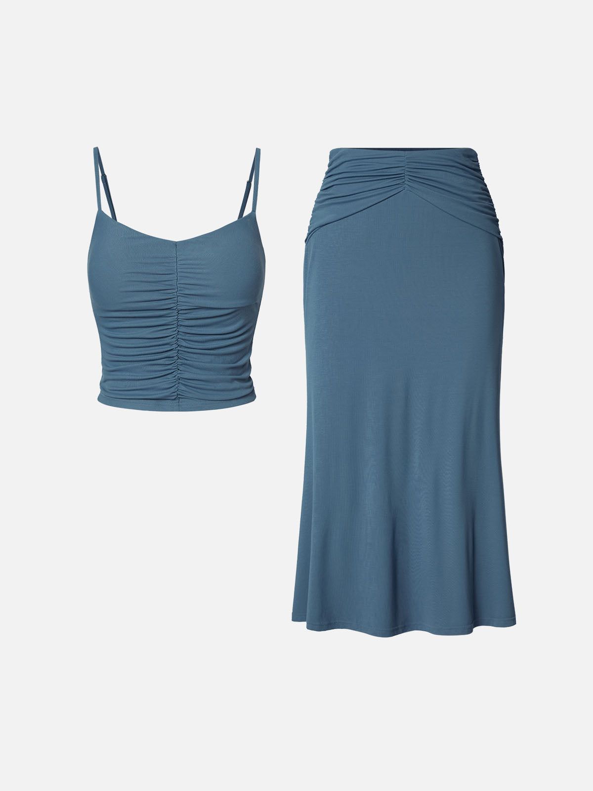 Eco-SkinKiss® Ruched Front Brami Tank Top & Versatile Midi Skirt-2 Pcs Set sold by ogl move