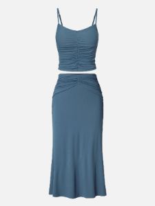 Eco-SkinKiss® Ruched Front Brami Tank Top & Versatile Midi Skirt-2 Pcs Set sold by ogl move