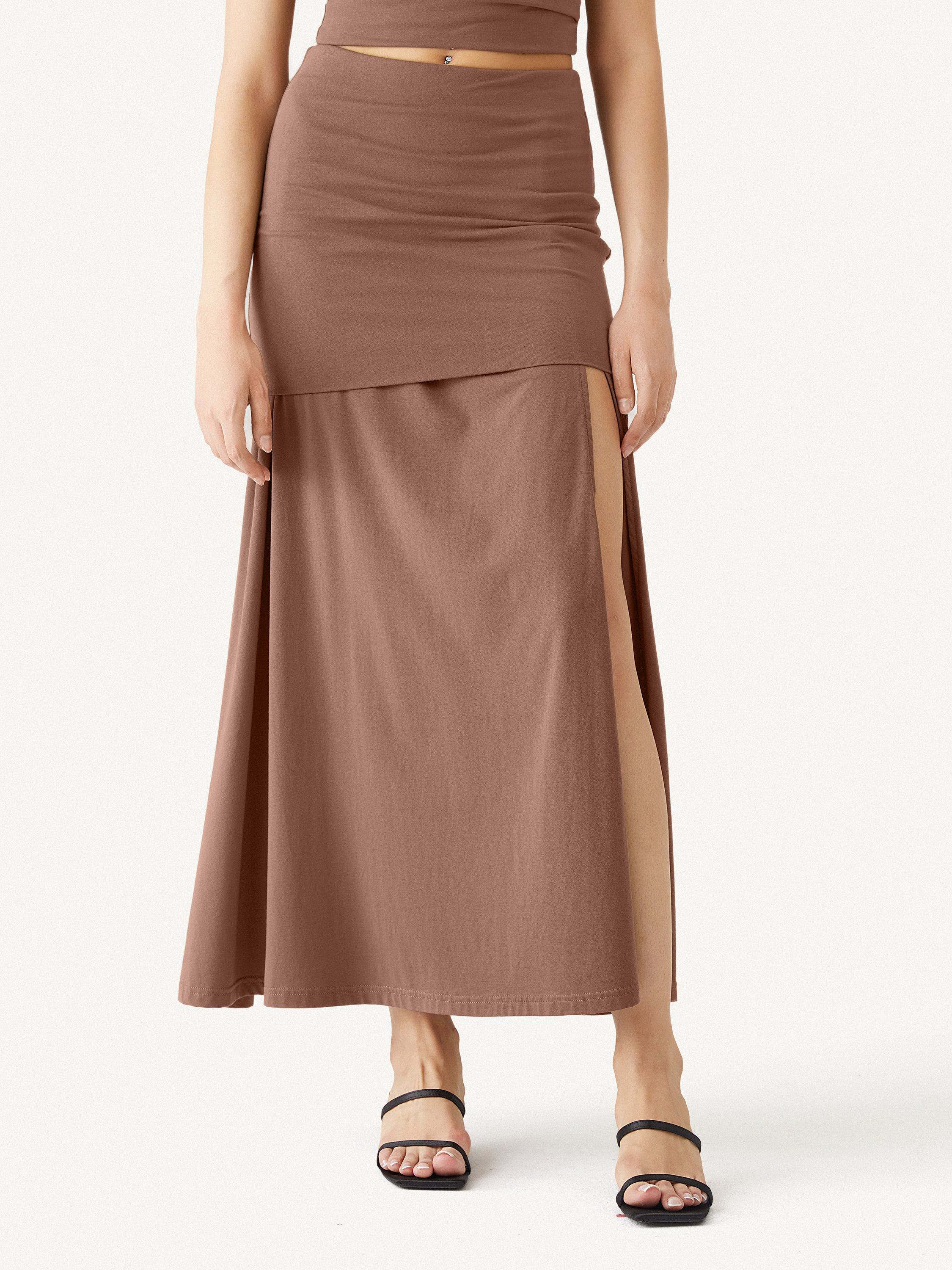 Cotton Jersey Slit Skirt sold by ogl move