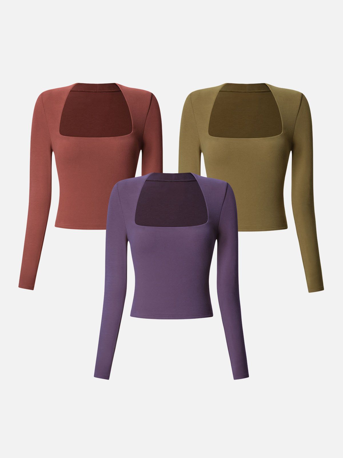 Eco-Mousse® Brushed Tapered Square Neck Long Sleeve Top-3Pcs Set sold by ogl move product image thumbnail 2