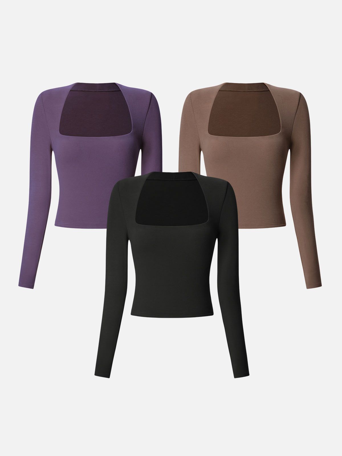 Eco-Mousse® Brushed Tapered Square Neck Long Sleeve Top-3Pcs Set sold by ogl move product image thumbnail 5