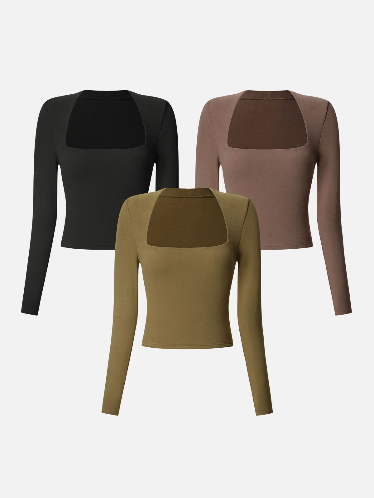 Eco-Mousse® Brushed Tapered Square Neck Long Sleeve Top-3Pcs Set sold by ogl move product image thumbnail 4