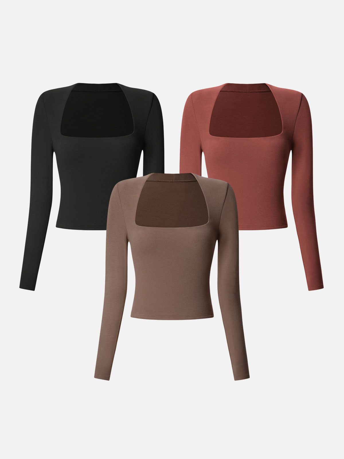 Eco-Mousse® Brushed Tapered Square Neck Long Sleeve Top-3Pcs Set sold by ogl move product image thumbnail 3