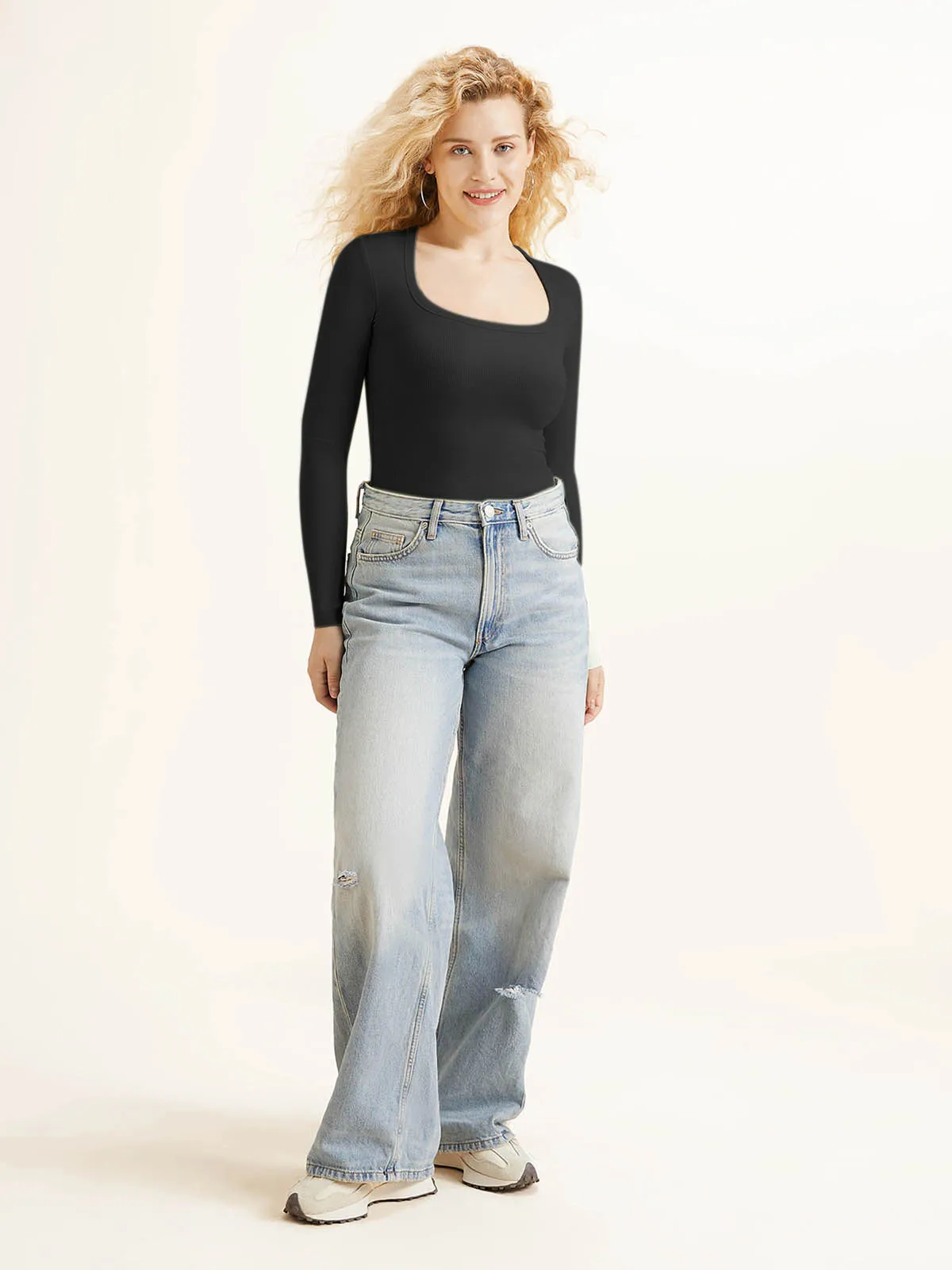 Merino Wool Blend Rib U-Neck Top sold by ogl move product image thumbnail 3